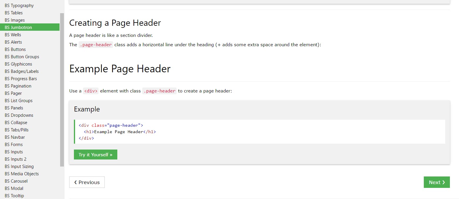 Bootstrap Header  guide