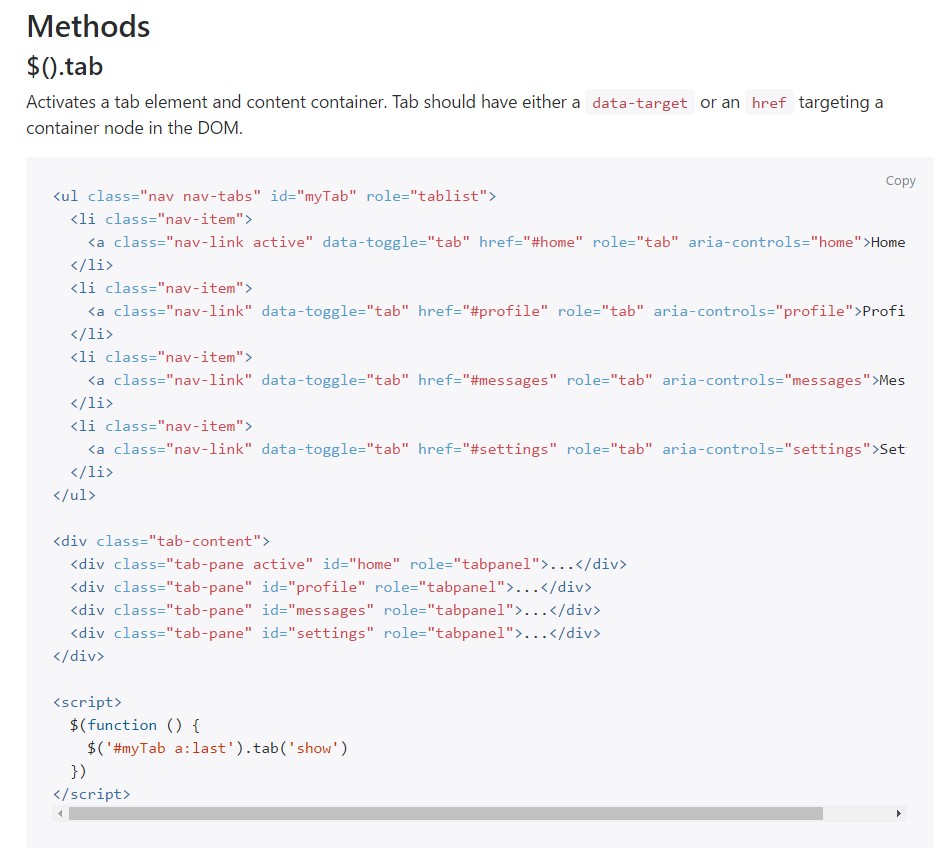 Bootstrap Nav-tabs: approved documentation