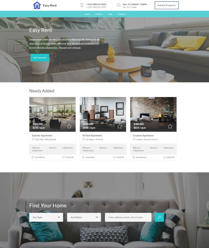 Rent Real Estate Website Templates